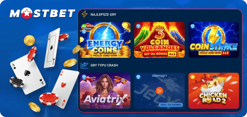 Gry kasynowe na stronie Mostbet w Polsce